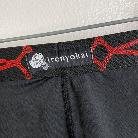 Iron Yokai Shibari Lounge Shorts Black Red Medium Athleisure Pockets Hands 3.5" - Picture 5 of 9